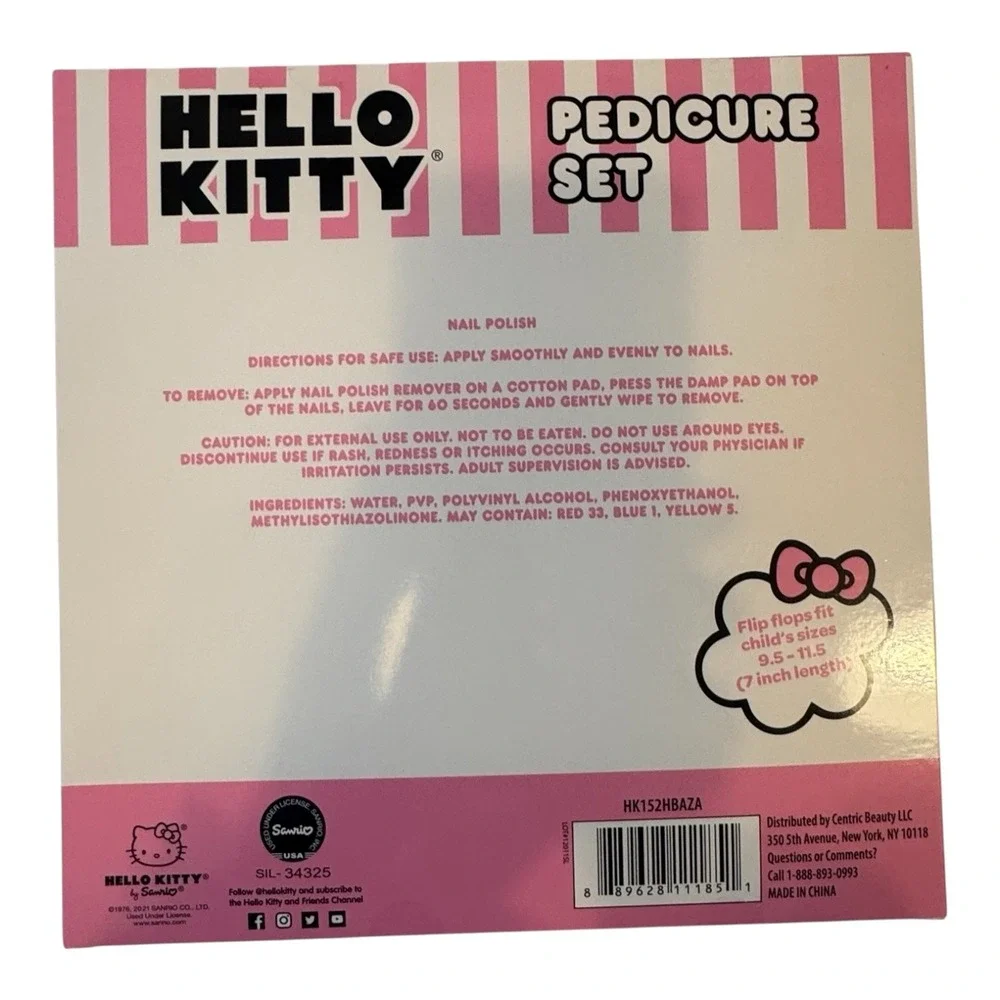 Hello Kitty Pedicure Set Kids Nail Polish‎ Flip Flops Toe Separators HK152HBAZA